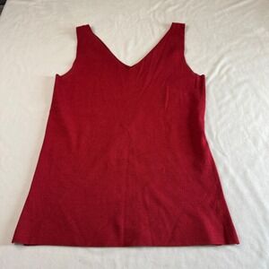 MM LaFleur Womens Peggy Sleeveless Knit Top Red V-Neck Shell Sz XS Layers Office